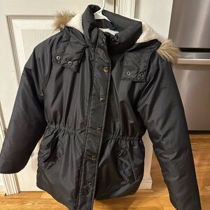 Old Navy Black Parka with Faux Fur Lining